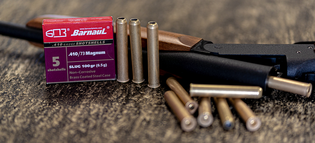 Barnaul Ammo: 410 with brass coated case