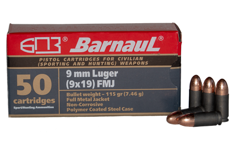 Barnaul Ammo: 9mm Luger with poly coated case